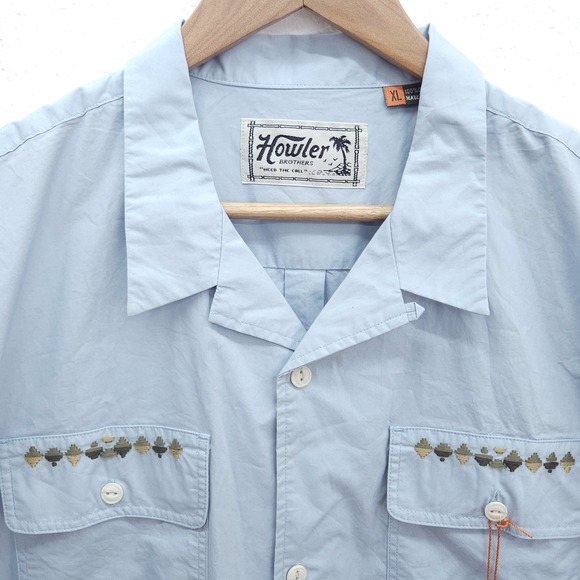 NWT Howler Bros Shores Club Shirt Niagara Mens Blue Button Up Short Sleeve XL - Picture 2 of 12